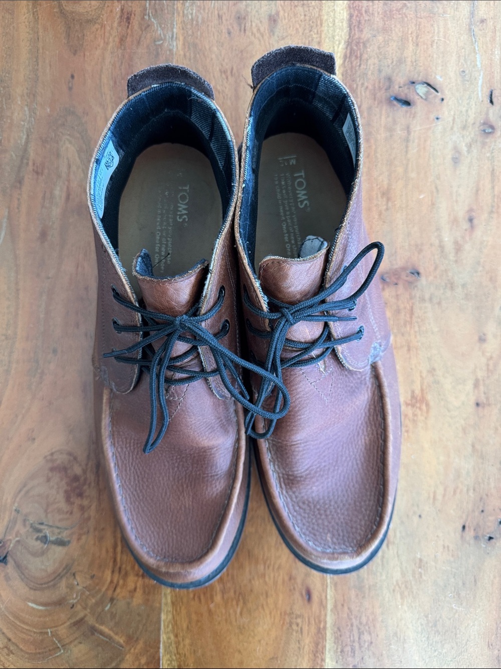 TOMS Men's Chestnut Brown Leather Chukka Boots with Black Laces